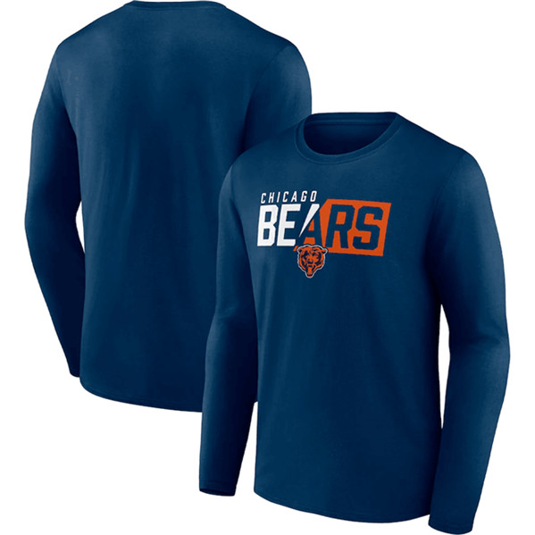 Men's Chicago Bears Navy One Two Long Sleeve T-Shirt